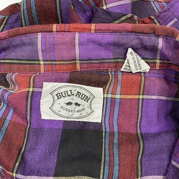 Vintage Bull Run Rugged Wear Plaid Short Sleeve Button Up Shirt XL - Picture 3 of 5